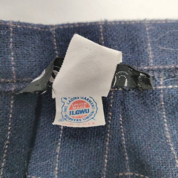 Vintage Century Boston Blue Wool Pleated Plaid/Grid A-Line Midi Dress - Picture 9 of 9